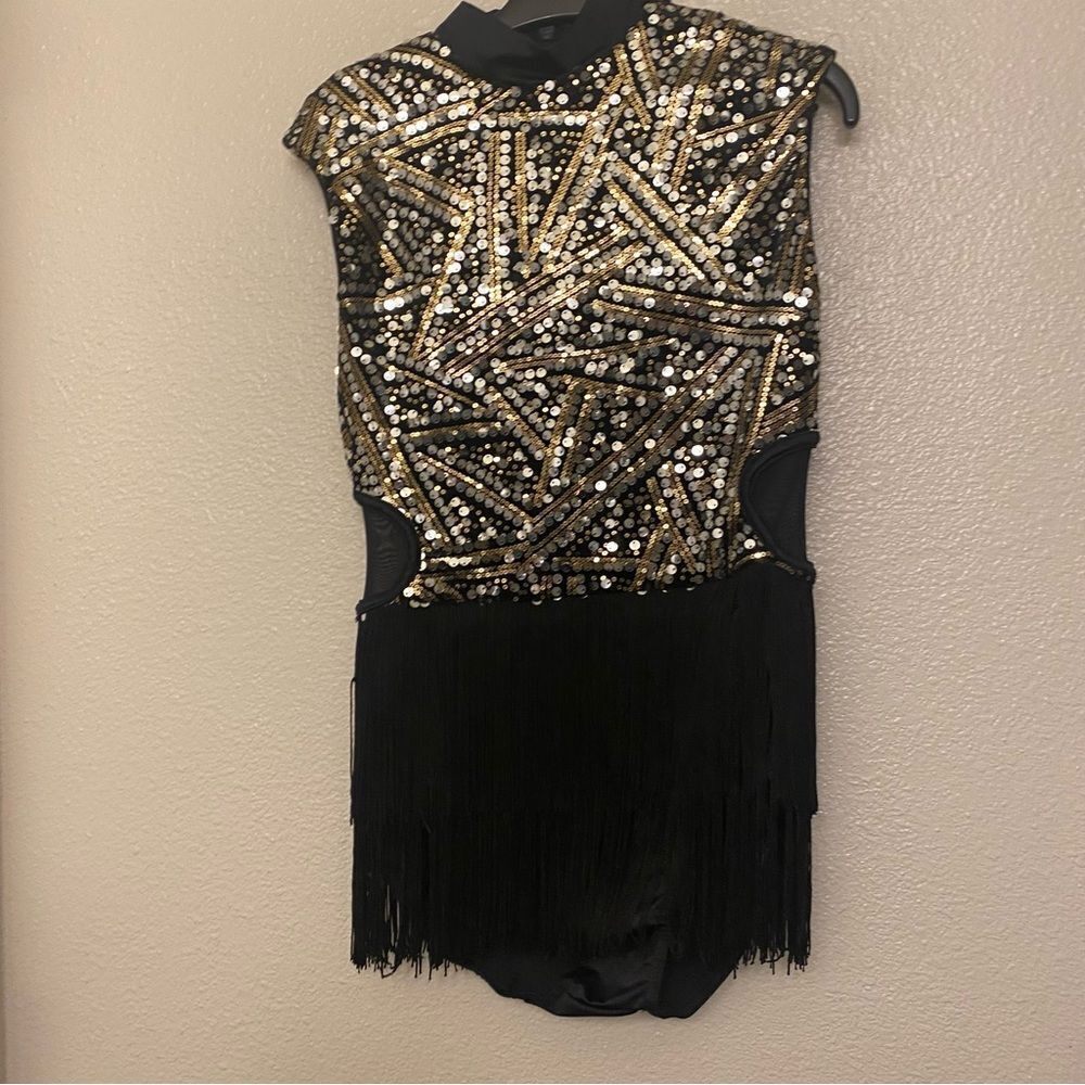 WEISSMAN Dance Costume flapper fringe Plain Fancy
13567 black gold SA-Small adul - Picture 3 of 13